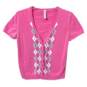 ✨4/$25✨L.A. Blues Short Sleeve Cardigan Sweater Pink/White - Small - 100…